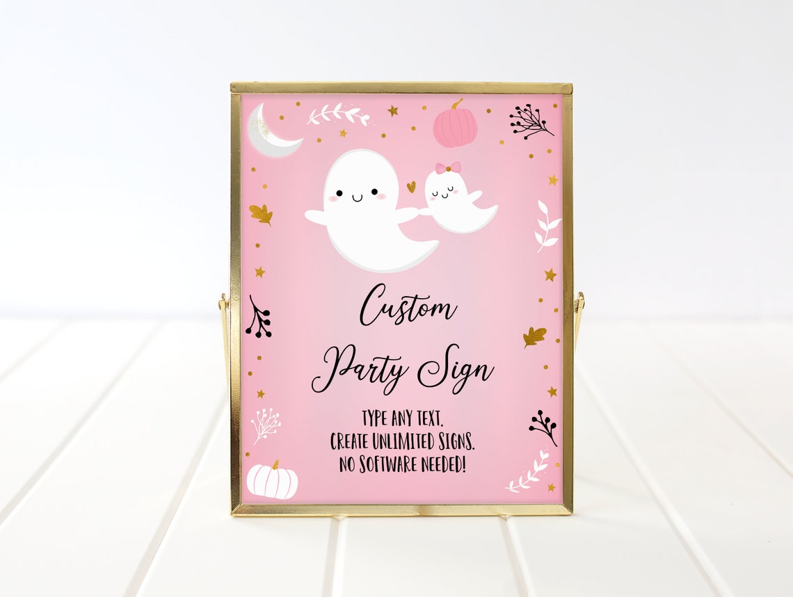 Editable Ghost Baby Shower Sign Ghost Party Sign Little Boo Etsy