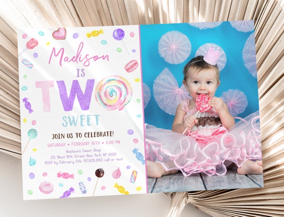 Editable TWO Sweet Birthday Invitation Two Sweet Birthday | Etsy