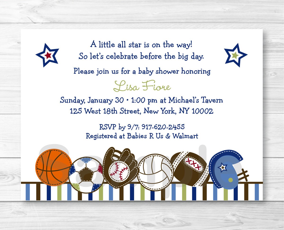 Cute Sports Baby Shower Invitation / Sports Baby Shower Invite | Etsy