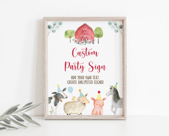 Editable Farm Birthday Sign Farm Animals Barnyard Birthday Party ...
