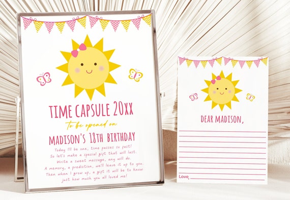 Editable Sunshine Birthday Time Capsule Sunshine First Birthday Sunshine Party You Are My Sunshine Digital Printable Instant Download A220 Il_570xn