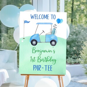 Hole In One födelsedagsinbjudningspaket Golf Första födelsedag Par-tee Golf Första födelsedagspojke Första födelsedag Golffestdekorationer Redigerbara A695 bild 5