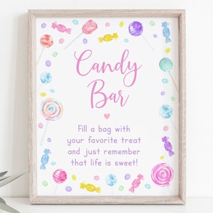 Candy Bar Party Sign Sweet Shop Birthday Candy Birthday Lollipop Sweet Shop Party Candies Girls Candy Party Digital Download A659