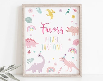 Signo de favor de fiesta de cumpleaños de dinosaurio rosa, cumpleaños de dinosaurio boho, fiesta de dinosaurios de niña, dinosaurios pastel, descarga digital imprimible A736