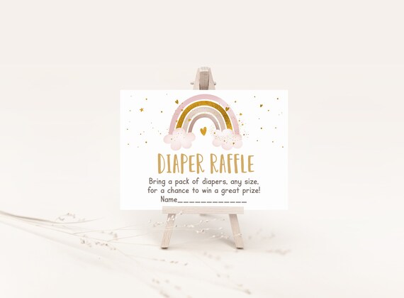 Rainbow Diaper Raffle Cards Rainbow Baby Shower Gold Rainbow Boho Rainbow Clouds Stars Hearts Gender Neutral Printable Digital Download A610 Il_570xn