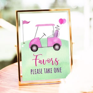 Pink Golf Birthday Favor Sign Hole in One Birthday Golf First Birthday Par-tee Golf 1st Birthday Girl First Birthday Digital Download A695