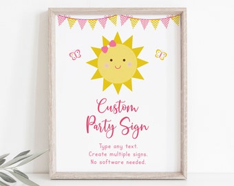 Editable Sunshine Birthday Sign Sunshine Party Sign You Are My Sunshine First Birthday Digital Printable Instant Download Template A220
