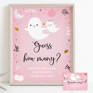 Little BOO Ghost Guess How Many Game Little Boo Baby Shower Ghost Baby Shower Pink Girl Ghost Pumpkin Halloween Baby Shower Download A637