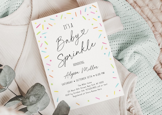 Editable Baby Sprinkle Invitation Gender Neutral Coed Baby Sprinkle Confetti Watercolor Sprinkles Digital Download A642 Il_570xn