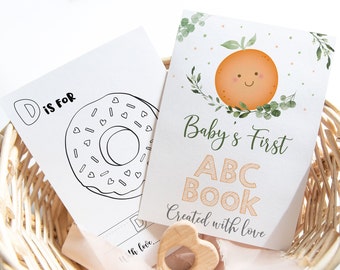ABC Book Baby Shower Game Little Cutie Alphabet Coloring Book Baby's First ABC Book Baby Shower Coloring Pages Digital Instant Download A535