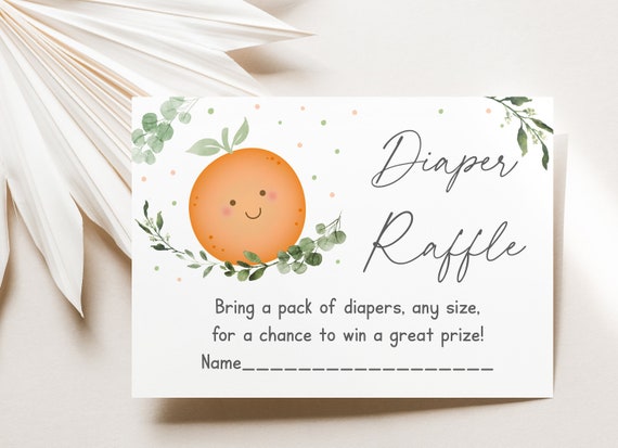 Little Cutie Diaper Raffle Cards, Little Cutie Baby Shower, Clementine Baby Shower Greenery Gender Neutral Printable Instant Download A535 Il_570xn