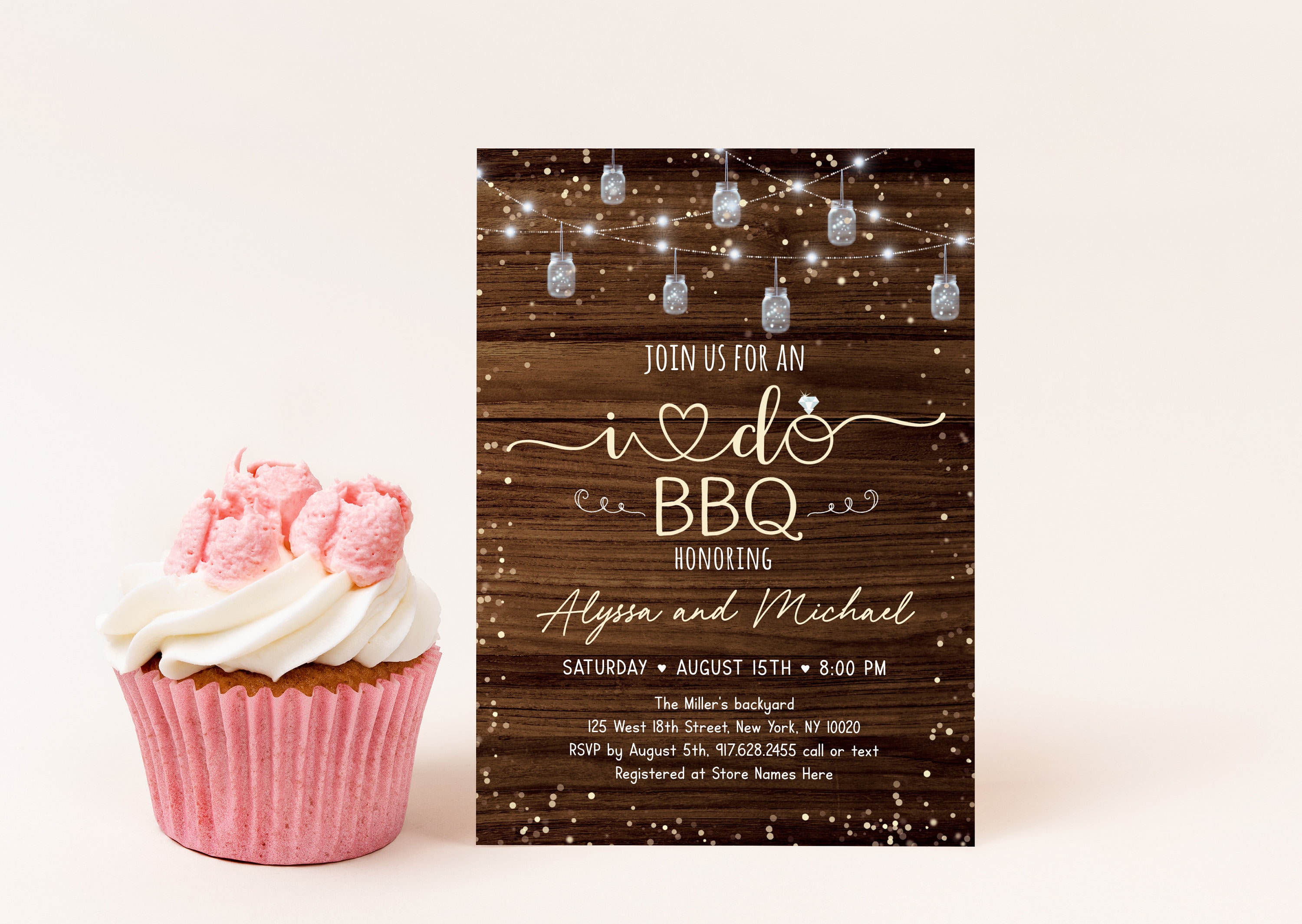 Editable I Do BBQ Invitation Couples Shower Engagement Party Invite Rustic  Mason Jar String Lights Coed Shower Digital Download A620 - Etsy, image size:3000x2129