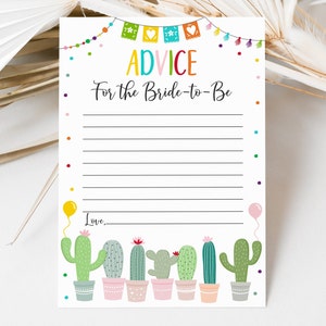 Cartes modifiables de conseils pour la douche nuptiale Douche nuptiale Fiesta Cactus succulentes étudiantes Shower nuptiale Taco Bout Love Téléchargement instantané imprimable A552