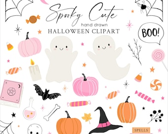 Whaline Pink Halloween Fensteraufkleber - 9 Blatt Geister & Kürbis Design