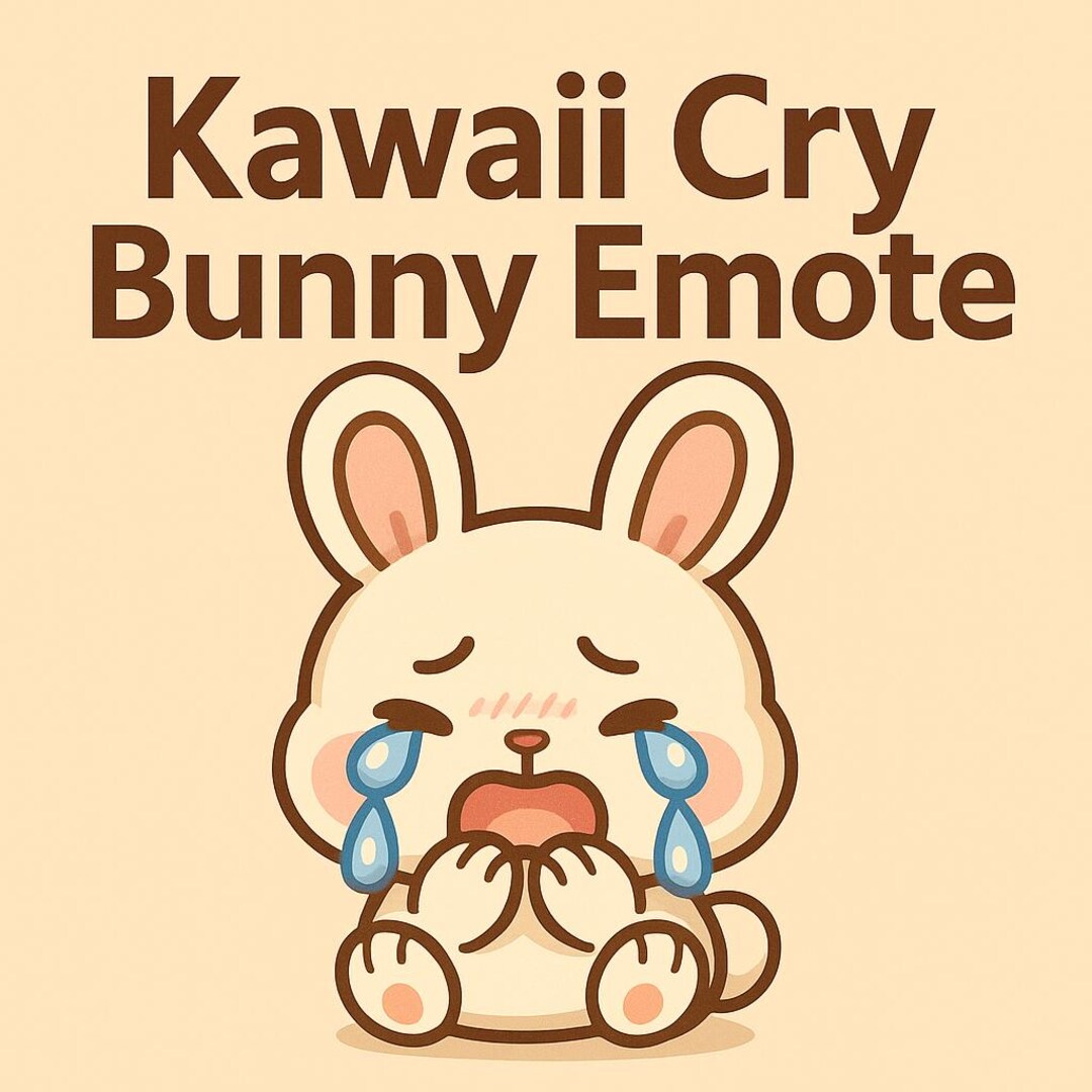 Kawaii Cry Bunny Emote – Chibi Pastel PNG for Twitch, Discord & Tiktok ...