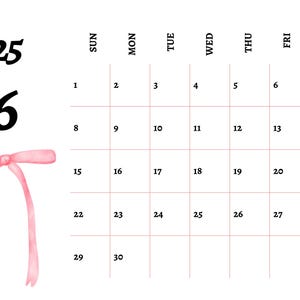 2025 Monthly Calendar Simple Pink Coquette A4 - Etsy