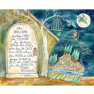 Hafiz Inspirational Poem &quot;Dropping Keys&quot;/  8 x 10&quot; Art Print/ / Illustration by Susan Faye Carr
