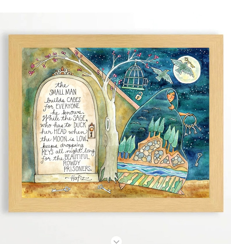 Hafiz Inspirational Poem Dropping Keys/ 8 x 10 Art Print/ / Illustration by Susan Faye Carr image 2