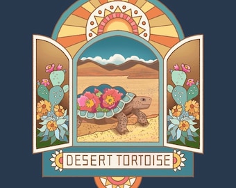 Desert Tortoise Cactus Garden Art Print/  Whimsical Shrine from “Spirit Animal” Series/ Wall Decor Art by Susan Faye Carr