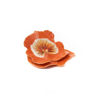 陶器の花 オレンジパンジー 7 cm (2.8 インチ)