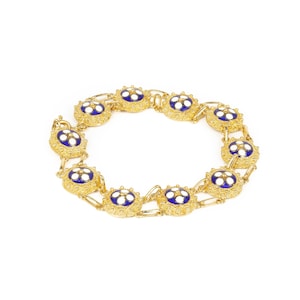 Bracelet Jewelry - Golden Sterling Silver Filigree Bracelet with Flowers 190mm (7.5in)