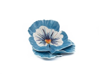 Flor de cerâmica azul claro, amor-perfeito, 7 cm (2,8 pol.)