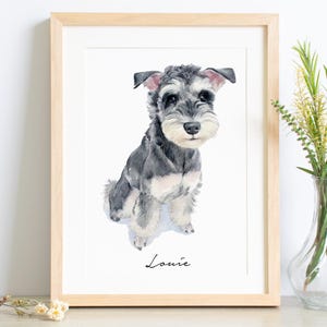 ミニカスタム水彩犬の肖像画、写真からの犬の肖像画、ペットの記念品、手描きのペットの肖像画、ペットの絵画、オリジナルアート