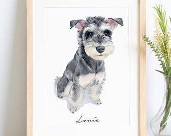 Mini retrato de perro en acuarela personalizado, retratos de perros a partir de fotos, regalo conmemorativo para mascotas, retrato de mascota pintado a mano, pintura de mascotas, arte original