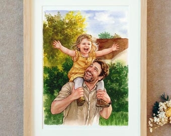 100% Hand-Painted Watercolor Portrait, Family Portrait, Hand Painted, Gift for Couples, Anniversary Gift, Watercolor Paintings