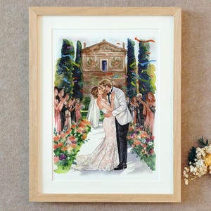 Retrato personalizado a partir de una foto, retrato en acuarela, retrato familiar, pintado a mano, retrato de pareja con mascota, regalo para parejas, regalo de aniversario.