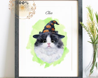 Handmade Watercolor Portrait, Cat Portraits From Photos, Dog Portrait, Hand Painted Pet Portrait, Pet Painting, Christmas gift, Original Art