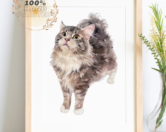 Mini Custom Watercolor Cat Portrait, Cat Portraits From Photos, Pet Memorial Gift, Hand Painted Pet Portrait, Pet Painting, Original Art