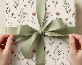 Watercolor Botanical Wildflower Wrapping Papers | Nature Inspired Gift Wrap Roll