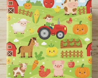 Farm Animals Wrapping Paper | Kids Gift Wrap | For Birthday and Baby Showers