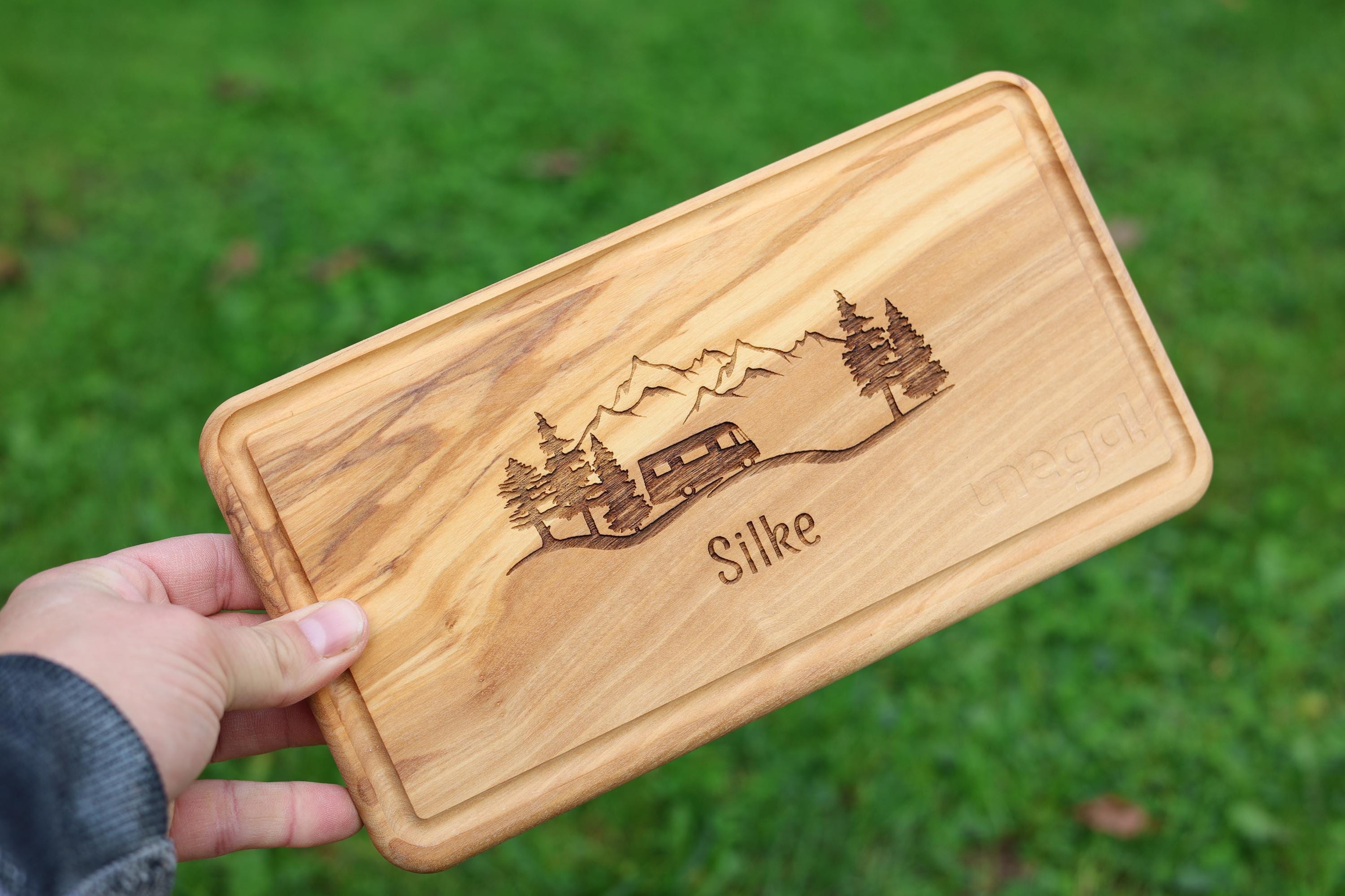 Olive wood snack board, mountain gift, personalized snack board, cutting board, personalized wooden board, camper