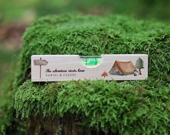 Personalized spirit level, camping accessories, motorhome gift, caravan gift, camper spirit level, vintage camper, camper accessories