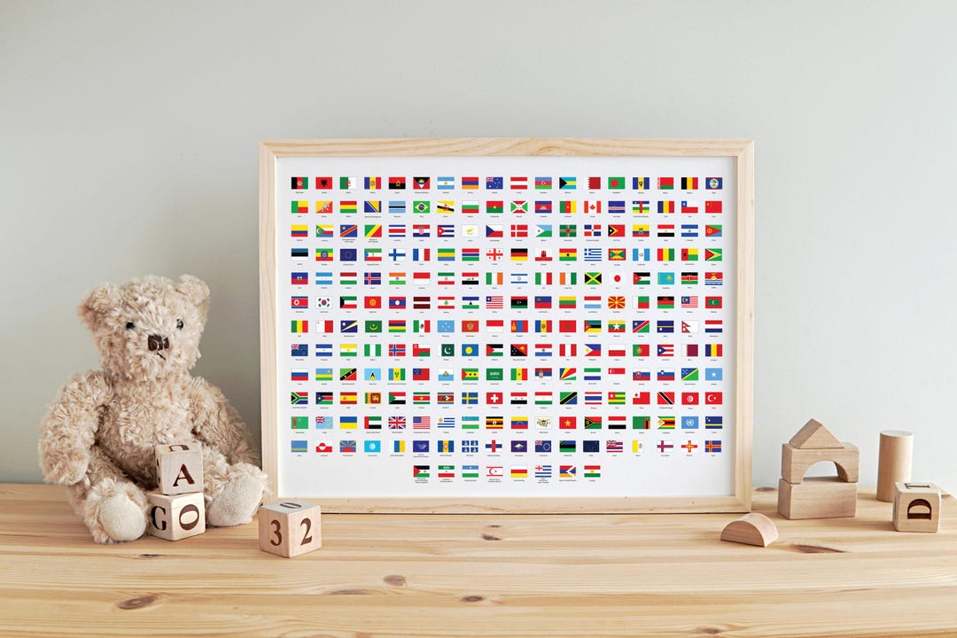 50x35cm Landscape World Flags Educational Print - Etsy