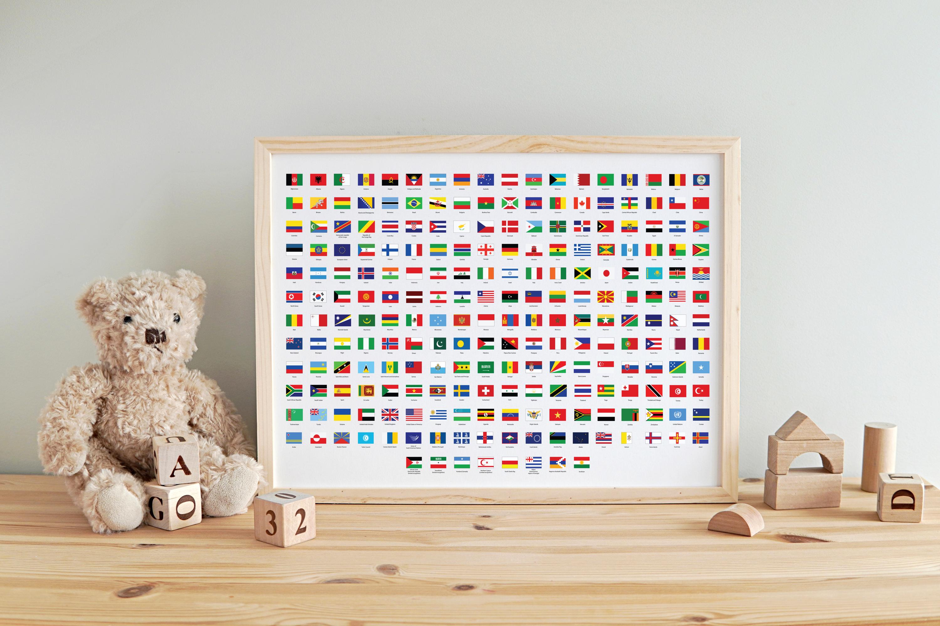 50x35cm Landscape World Flags Educational Print - Etsy