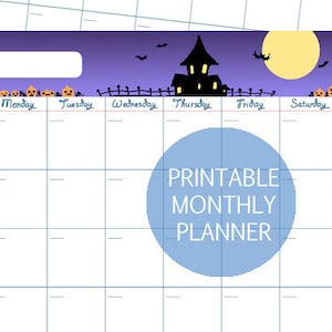 Printable Halloween Undated Calendar, Halloween Monthly Planner, Haunted House Calendar, Spooky Night Calendar, Pumpkin Patch Calendar