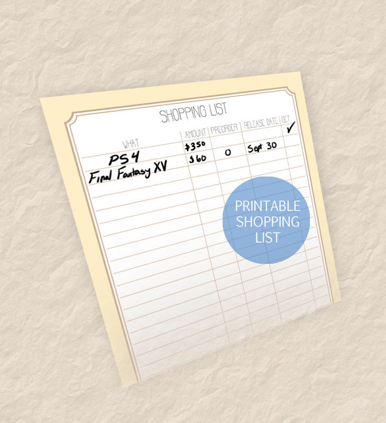 Shopping Checklist Printable, Preorder Organizer (digital Download) - Etsy