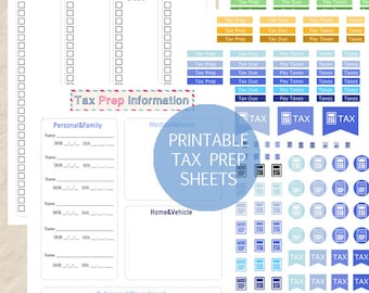 Printable Tax Prep Kit, Checklist, Stickers (Digital Download)