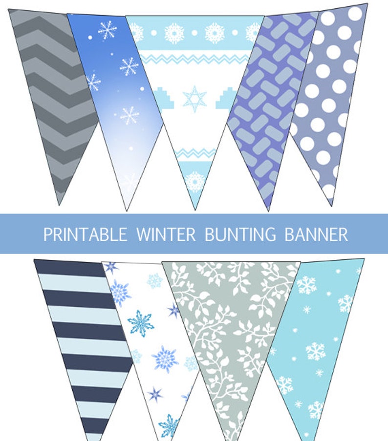 Printable Winter Bunting Banner Blue Bunting Banner Winter Etsy