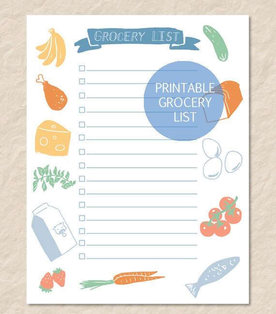 printable grocery list grocery shopping check list grocery etsy