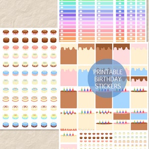 Birthday Cake Printable Planner Stickers, Sweet Cake Icon Stickers, Party Cake Planner Stickers, Erin Condren Cake Stickers