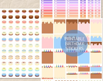 Birthday Cake Printable Planner Stickers, Sweet Cake Icon Stickers, Party Cake Planner Stickers, Erin Condren Cake Stickers