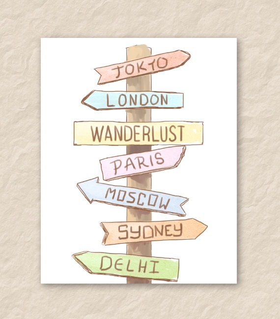 Printable Wanderlust Sign Post Wall Art Wanderlust Major Etsy