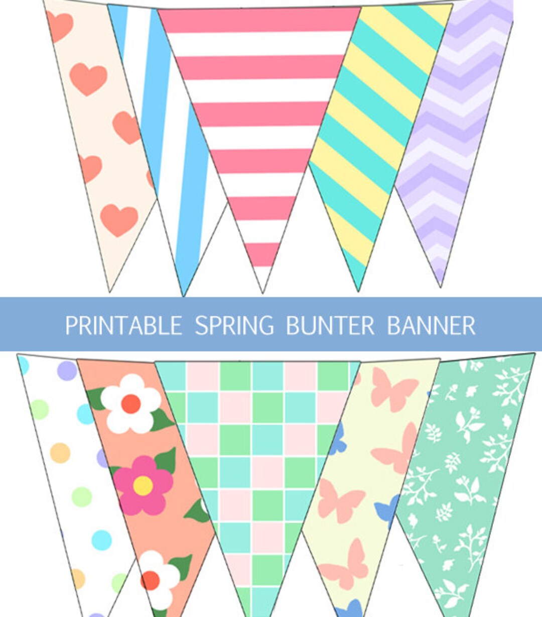 Printable Spring Bunting Banner,spring Theme Pastel Colors Banner ...