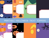 Printable Halloween Treat Bag Toppers, Pumpkin Treat Toppers, Trick or Treat Toppers, Halloween Instant Download, Halloween DIY Party Favors