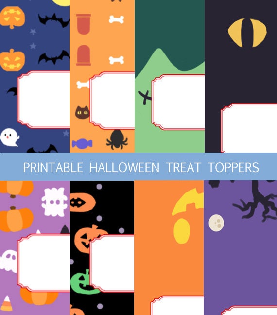 Printable Halloween Treat Bag Toppers, Pumpkin Treat Toppers, Trick or Treat Toppers, Halloween Instant Download, Halloween DIY Party Favors
