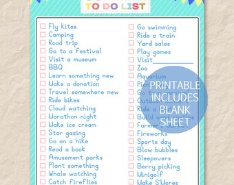 Printable Summer Bucket List, Activity Planner (Digital Download)